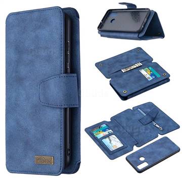Binfen Color BF07 Frosted Zipper Bag Multifunction Leather Phone Wallet for Huawei P Smart (2020) - Blue