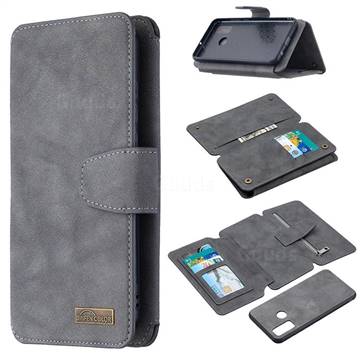 Binfen Color BF07 Frosted Zipper Bag Multifunction Leather Phone Wallet for Huawei P Smart (2020) - Gray