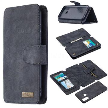 Binfen Color BF07 Frosted Zipper Bag Multifunction Leather Phone Wallet for Huawei P Smart (2020) - Black