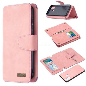 Binfen Color BF07 Frosted Zipper Bag Multifunction Leather Phone Wallet for Huawei P Smart (2020) - Pink