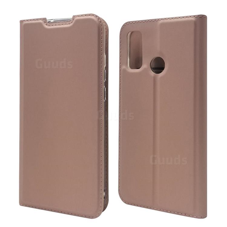 Ultra Slim Card Magnetic Automatic Suction Leather Wallet Case for Huawei P Smart (2020) - Rose Gold