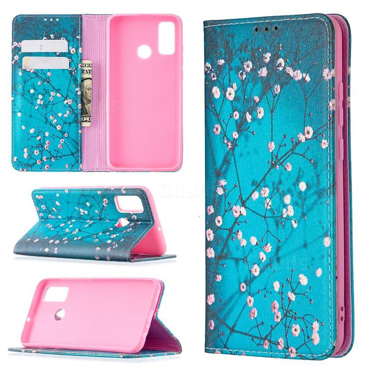 Plum Blossom Slim Magnetic Attraction Wallet Flip Cover for Huawei P Smart (2020)