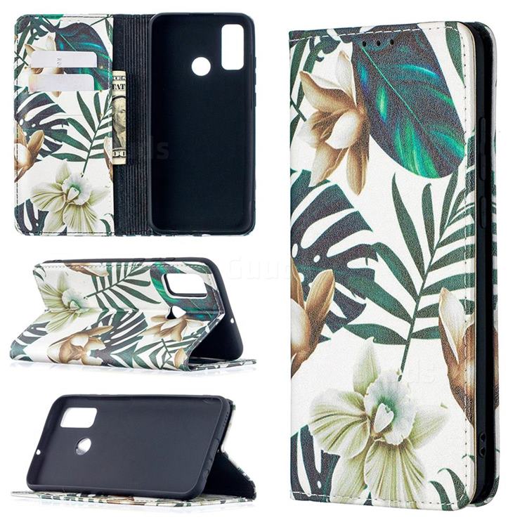 Flower Leaf Slim Magnetic Attraction Wallet Flip Cover for Huawei P Smart (2020)