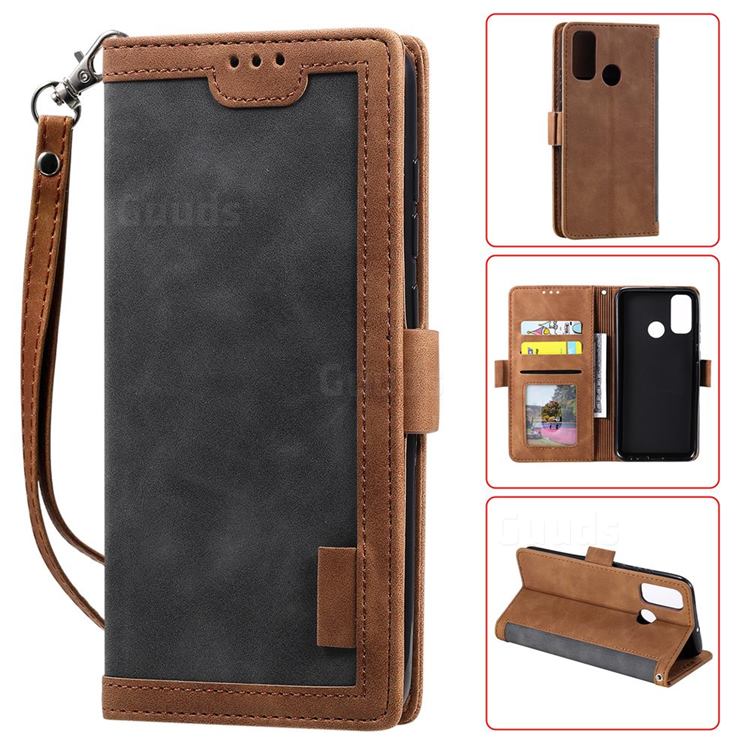 Luxury Retro Stitching Leather Wallet Phone Case for Huawei P Smart (2020) - Gray