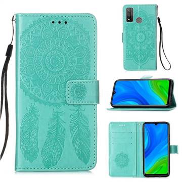 Embossing Dream Catcher Mandala Flower Leather Wallet Case for Huawei P Smart (2020) - Green