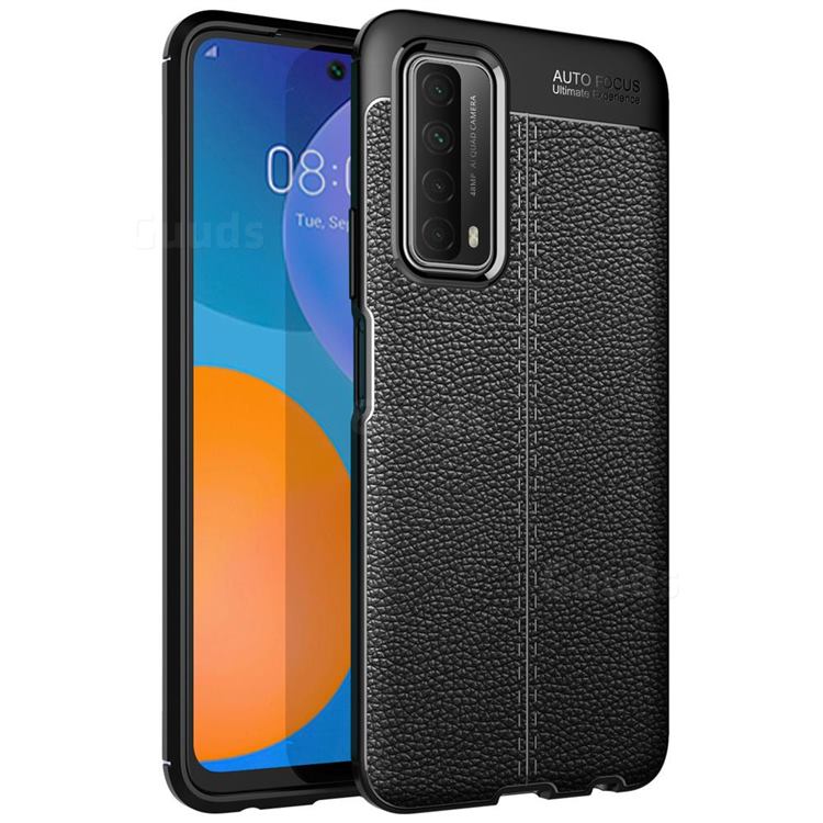Luxury Auto Focus Litchi Texture Silicone TPU Back Cover for Huawei P smart 2021 / Y7a - Black