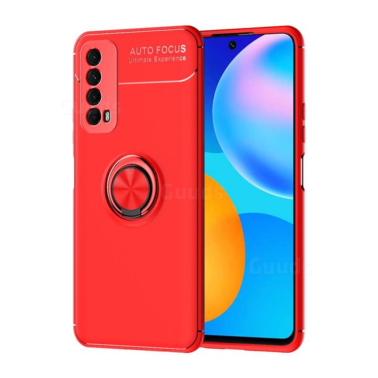 Auto Focus Invisible Ring Holder Soft Phone Case for Huawei P smart 2021 / Y7a - Red