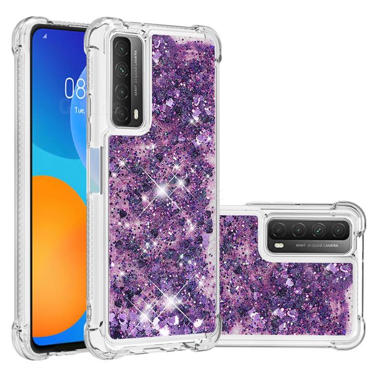 Dynamic Liquid Glitter Sand Quicksand Star TPU Case for Huawei P smart 2021 / Y7a - Purple