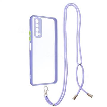 Necklace Cross-body Lanyard Strap Cord Phone Case Cover for Huawei P smart 2021 / Y7a - Purple