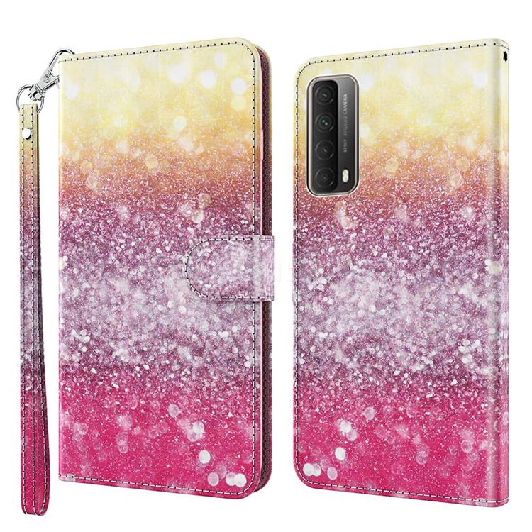 Gradient Rainbow 3D Painted Leather Wallet Case for Huawei P smart 2021 / Y7a