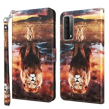 Fantasy Lion 3D Painted Leather Wallet Case for Huawei P smart 2021 / Y7a