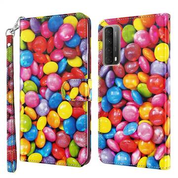 Colorful Jelly Beans 3D Painted Leather Wallet Case for Huawei P smart 2021 / Y7a