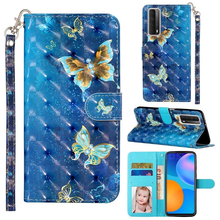 Rankine Butterfly 3D Leather Phone Holster Wallet Case for Huawei P smart 2021 / Y7a