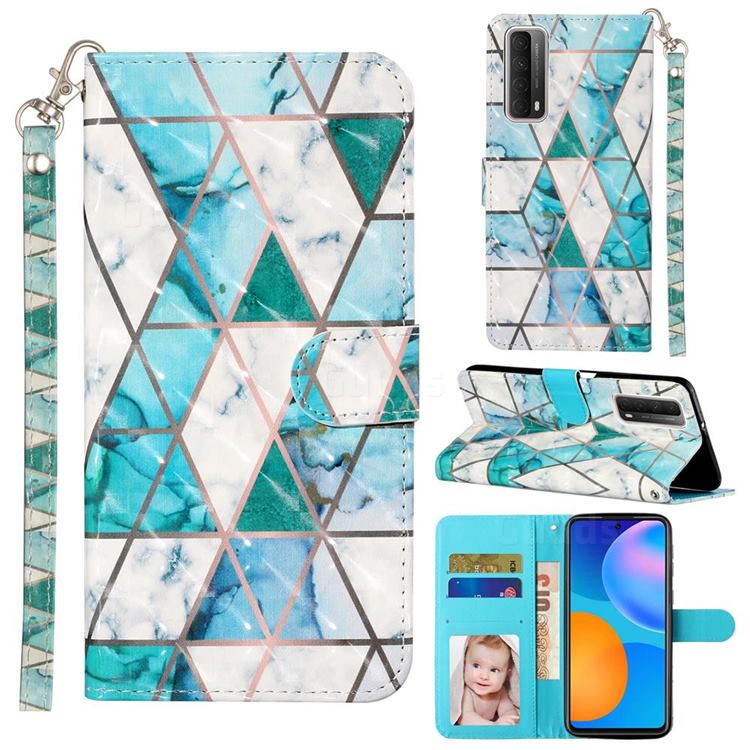Stitching Marble 3D Leather Phone Holster Wallet Case for Huawei P smart 2021 / Y7a