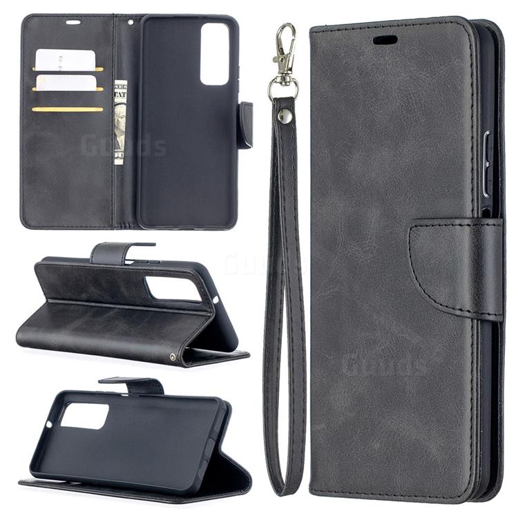 Classic Sheepskin PU Leather Phone Wallet Case for Huawei P smart 2021 / Y7a - Black