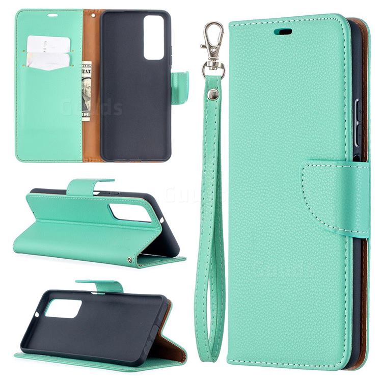 Classic Luxury Litchi Leather Phone Wallet Case for Huawei P smart 2021 / Y7a - Green