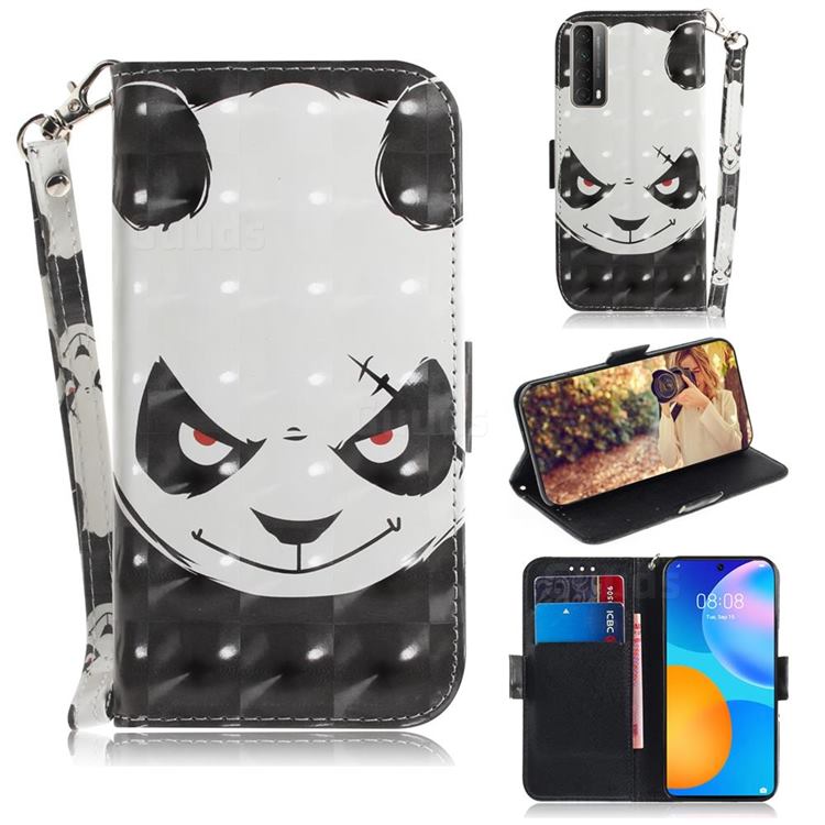 Angry Bear 3D Painted Leather Wallet Phone Case for Huawei P smart 2021 / Y7a