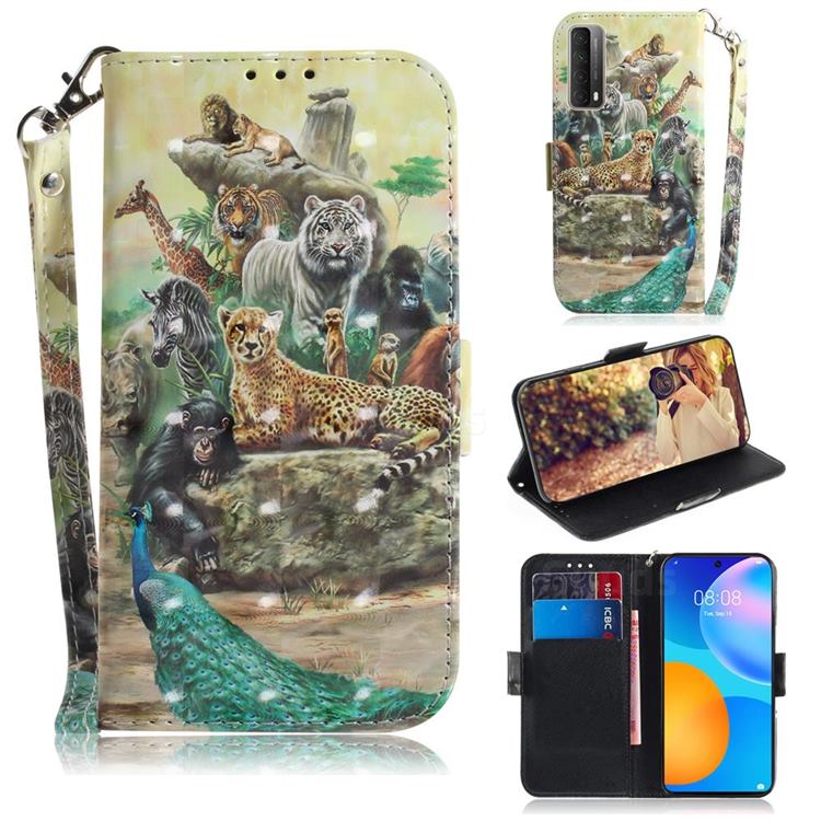 Beast Zoo 3D Painted Leather Wallet Phone Case for Huawei P smart 2021 / Y7a