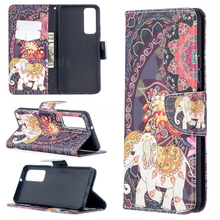 Totem Flower Elephant Leather Wallet Case for Huawei P smart 2021 / Y7a