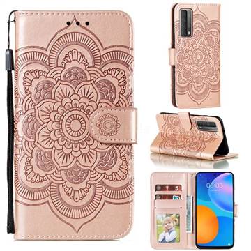 Intricate Embossing Datura Solar Leather Wallet Case for Huawei P smart 2021 / Y7a - Rose Gold