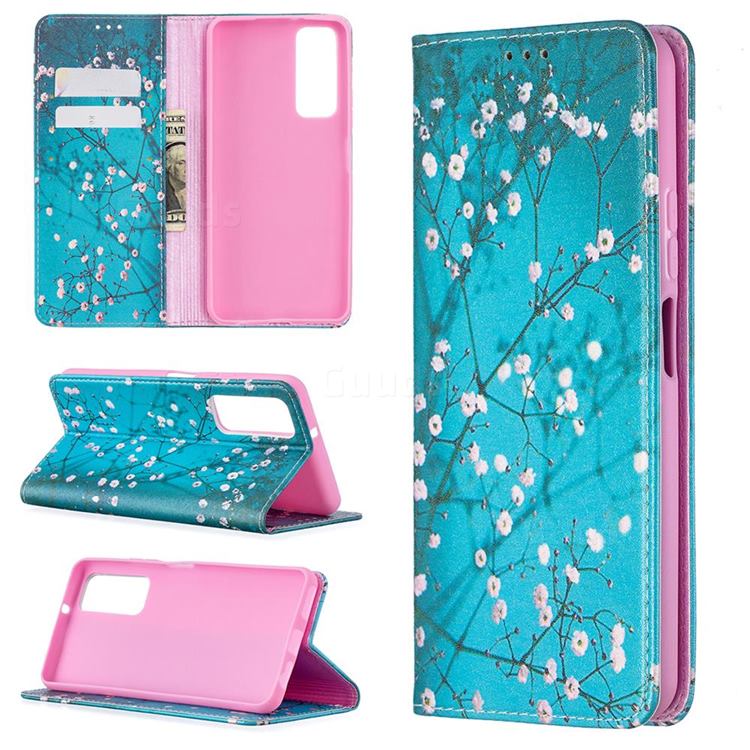 Plum Blossom Slim Magnetic Attraction Wallet Flip Cover for Huawei P smart 2021 / Y7a