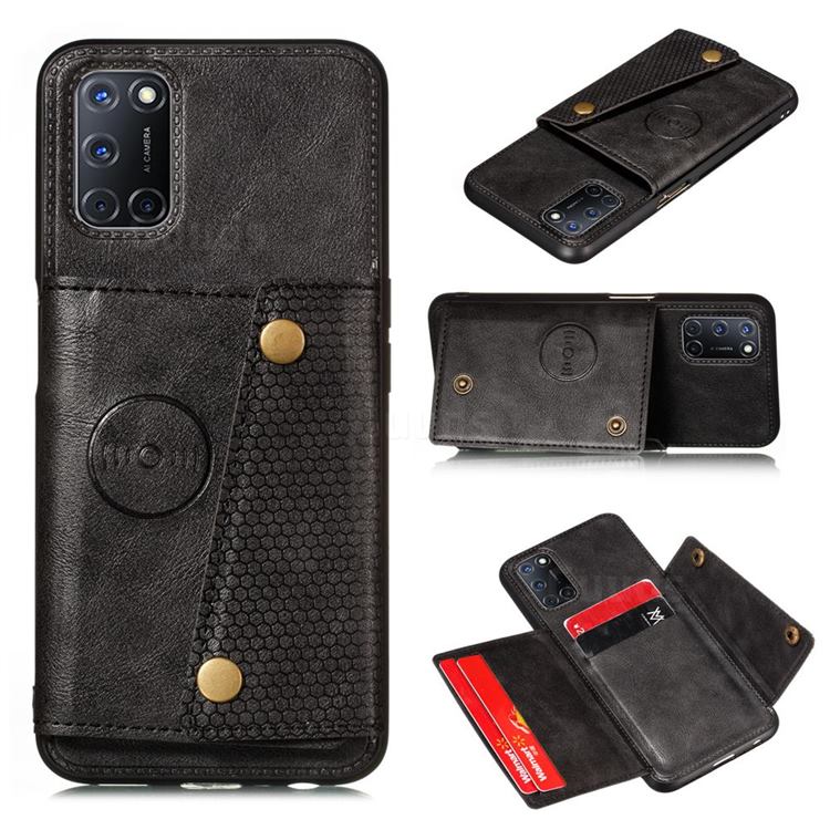 Retro Multifunction Card Slots Stand Leather Coated Phone Back Cover for Huawei P smart 2021 / Y7a - Black