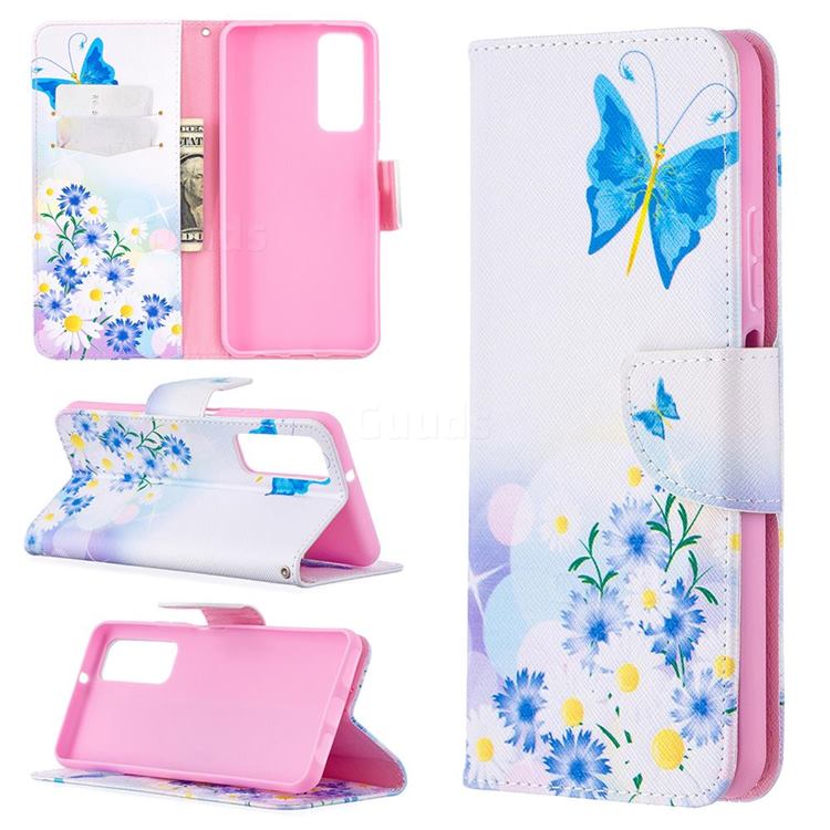 Butterflies Flowers Leather Wallet Case for Huawei P smart 2021 / Y7a