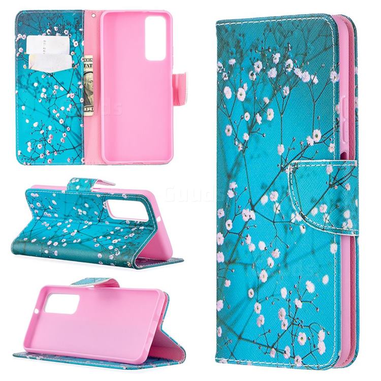 Blue Plum Leather Wallet Case for Huawei P smart 2021 / Y7a