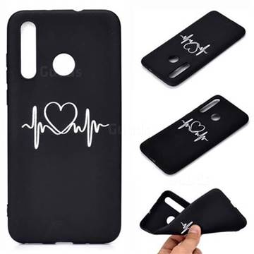 Heart Radio Wave Chalk Drawing Matte Black TPU Phone Cover for Huawei P Smart+ (2019)
