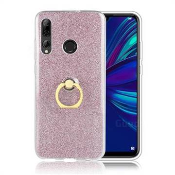 Luxury Soft TPU Glitter Back Ring Cover with 360 Rotate Finger Holder Buckle for Huawei P Smart+ (2019) - Pink