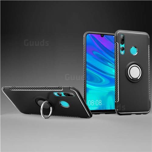 Armor Anti Drop Carbon PC + Silicon Invisible Ring Holder Phone Case for Huawei P Smart+ (2019) - Black