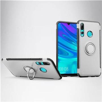 Armor Anti Drop Carbon PC + Silicon Invisible Ring Holder Phone Case for Huawei P Smart+ (2019) - Silver