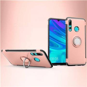 Armor Anti Drop Carbon PC + Silicon Invisible Ring Holder Phone Case for Huawei P Smart+ (2019) - Rose Gold