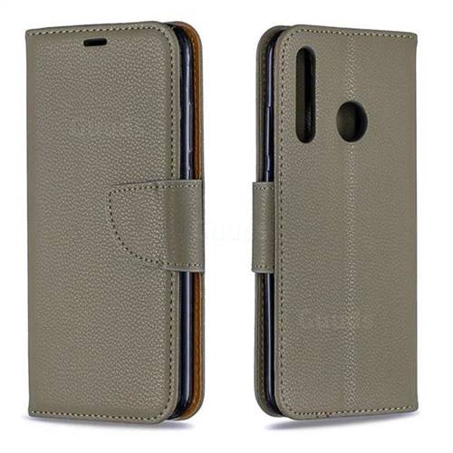 Classic Luxury Litchi Leather Phone Wallet Case for Huawei P Smart+ (2019) - Gray