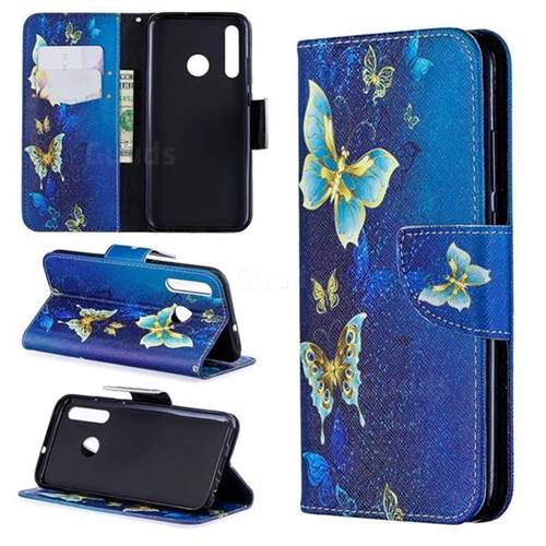 Golden Butterflies Leather Wallet Case for Huawei P Smart+ (2019)