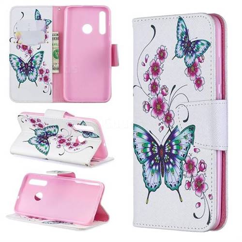 Peach Butterflies Leather Wallet Case for Huawei P Smart+ (2019)