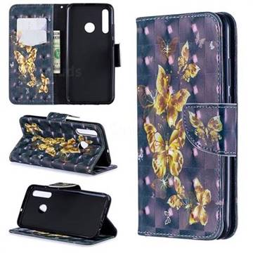 Silver Golden Butterfly 3D Painted Leather Wallet Phone Case for Huawei P Smart+ (2019)