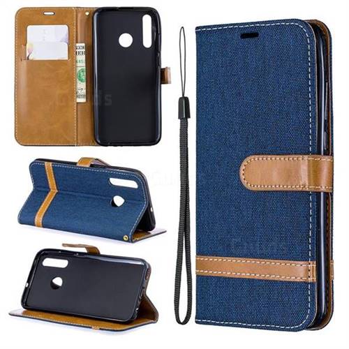Jeans Cowboy Denim Leather Wallet Case for Huawei P Smart+ (2019) - Dark Blue