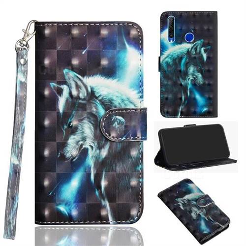 Snow Wolf 3D Painted Leather Wallet Case for Huawei P Smart+ (2019)