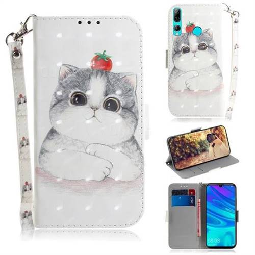 Cute Tomato Cat 3D Painted Leather Wallet Phone Case for Huawei P Smart+ (2019)