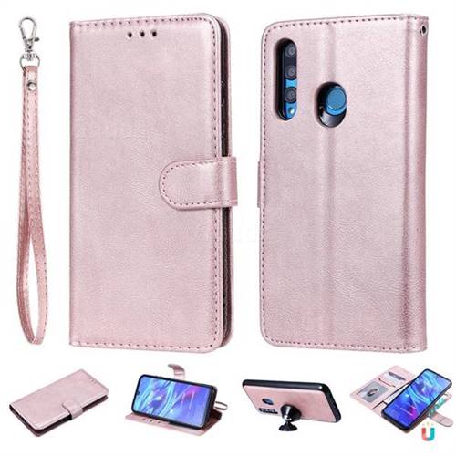 Retro Greek Detachable Magnetic PU Leather Wallet Phone Case for Huawei P Smart+ (2019) - Rose Gold