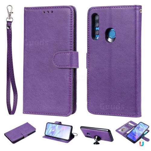 Retro Greek Detachable Magnetic PU Leather Wallet Phone Case for Huawei P Smart+ (2019) - Purple