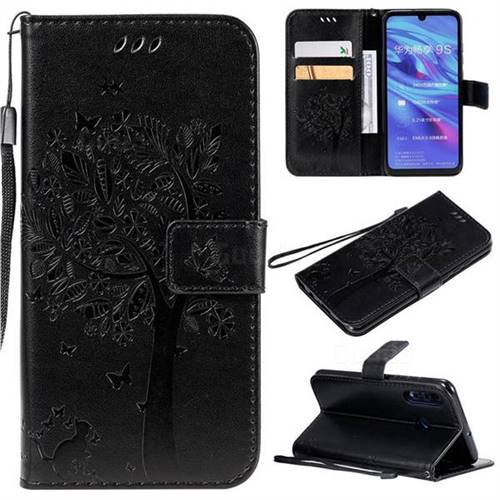 Embossing Butterfly Tree Leather Wallet Case for Huawei P Smart+ (2019) - Black