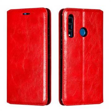 Retro Slim Magnetic Crazy Horse PU Leather Wallet Case for Huawei P Smart+ (2019) - Red