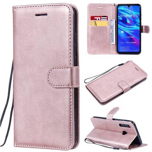 Retro Greek Classic Smooth PU Leather Wallet Phone Case for Huawei P Smart+ (2019) - Rose Gold