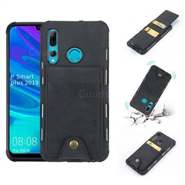 Woven Pattern Multi-function Leather Phone Case for Huawei P Smart+ (2019) - Black