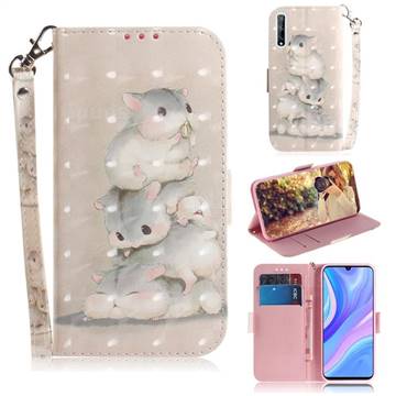 Three Squirrels 3D Painted Leather Wallet Phone Case for Huawei P Smart S (2020)