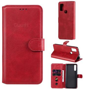 Retro Calf Matte Leather Wallet Phone Case for Huawei P Smart S (2020) - Red