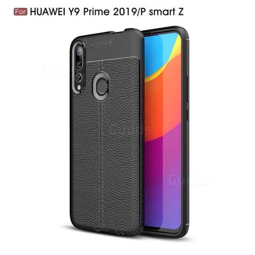 Luxury Auto Focus Litchi Texture Silicone TPU Back Cover for Huawei P Smart Z (2019) - Black