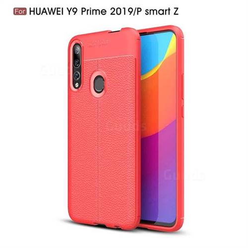 Luxury Auto Focus Litchi Texture Silicone TPU Back Cover for Huawei P Smart Z (2019) - Red